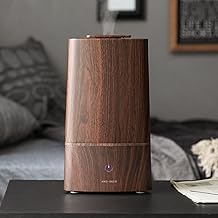Modern Deco Humidifier, Aroma, Tabletop, Tower, Ultrasonic, Silent, Large Capacity, LED Light, Mist Touch Sensor, Stylish, Eco (Dark Wood)
