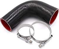 Vista 10 de Acoplador de codo de 90 grados de 4 capas de manguera de silicona de 1.5 pulgadas (38 mm) con abrazaderas de perno en T para tubo de admisión