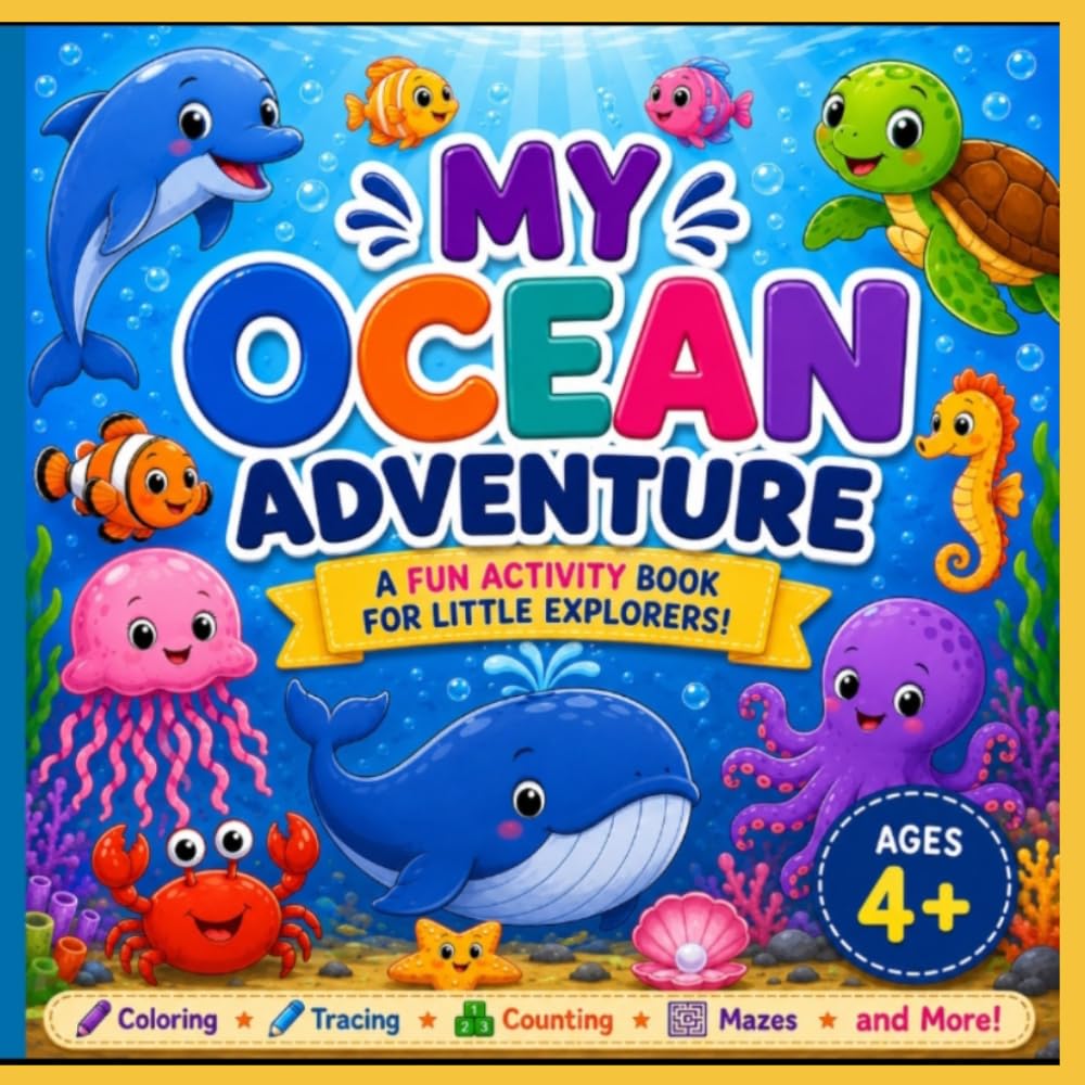 My Ocean Adventure Activity Book: Coloring, Tracing, Counting, Mazes and More for Kids Ages 4+