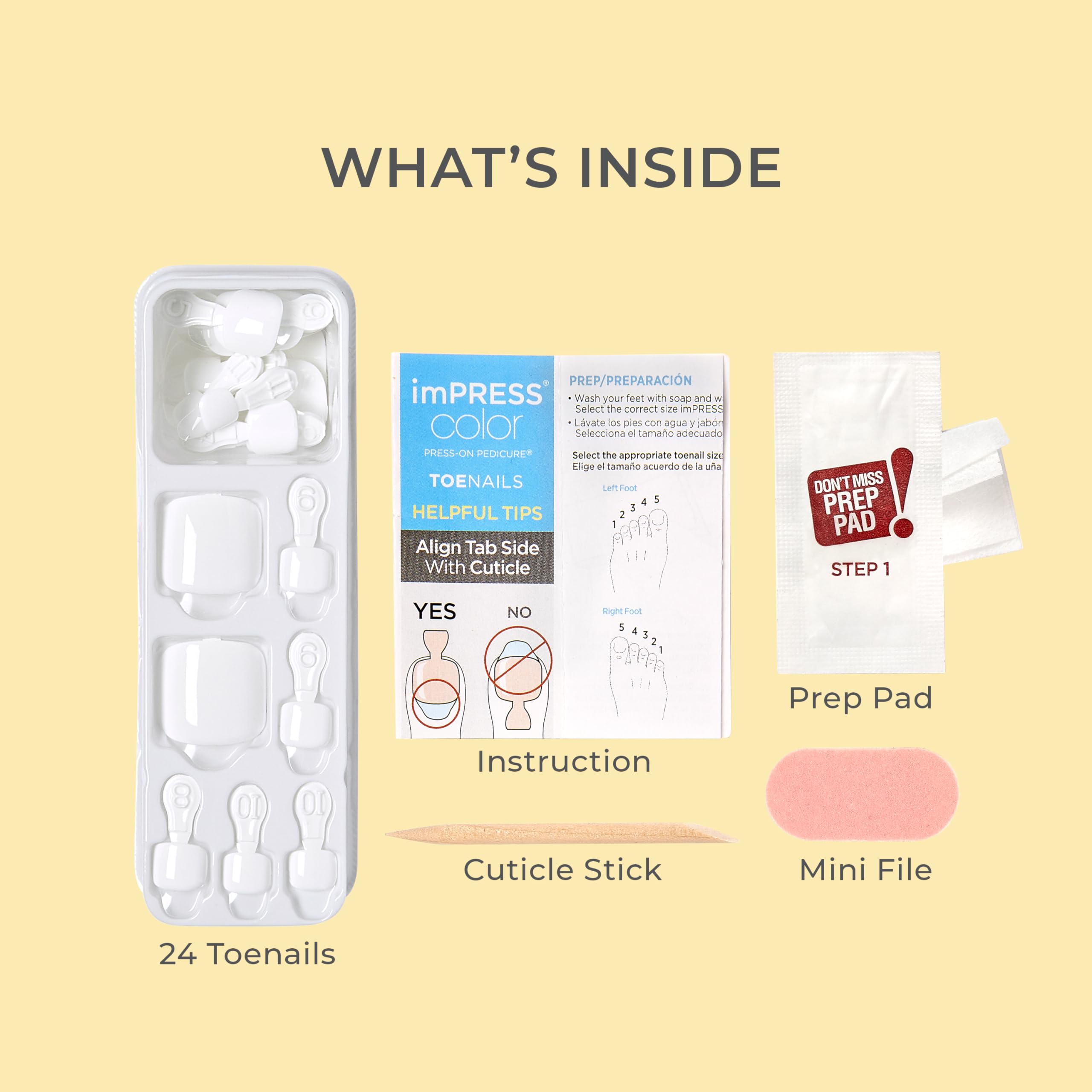 KISS imPRESS French Tip Press On Toenails, 'Blanc Chic', White, Short Squoval, Pedicure Nail Kit Includes 24 Press On Toenails, Prep Pad, Mini Nail File, & Pedicure Stick: Short (Pack of 2) Angel Vibes