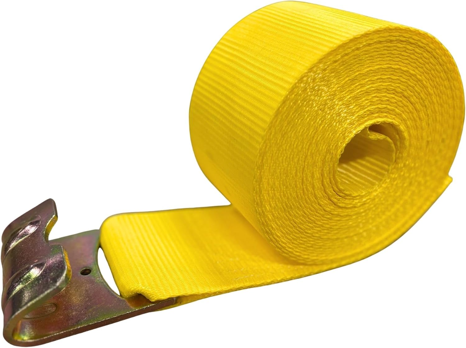 4 in. x 30 ft. Yellow Winch Strap with Flat Hook, 1-Pack