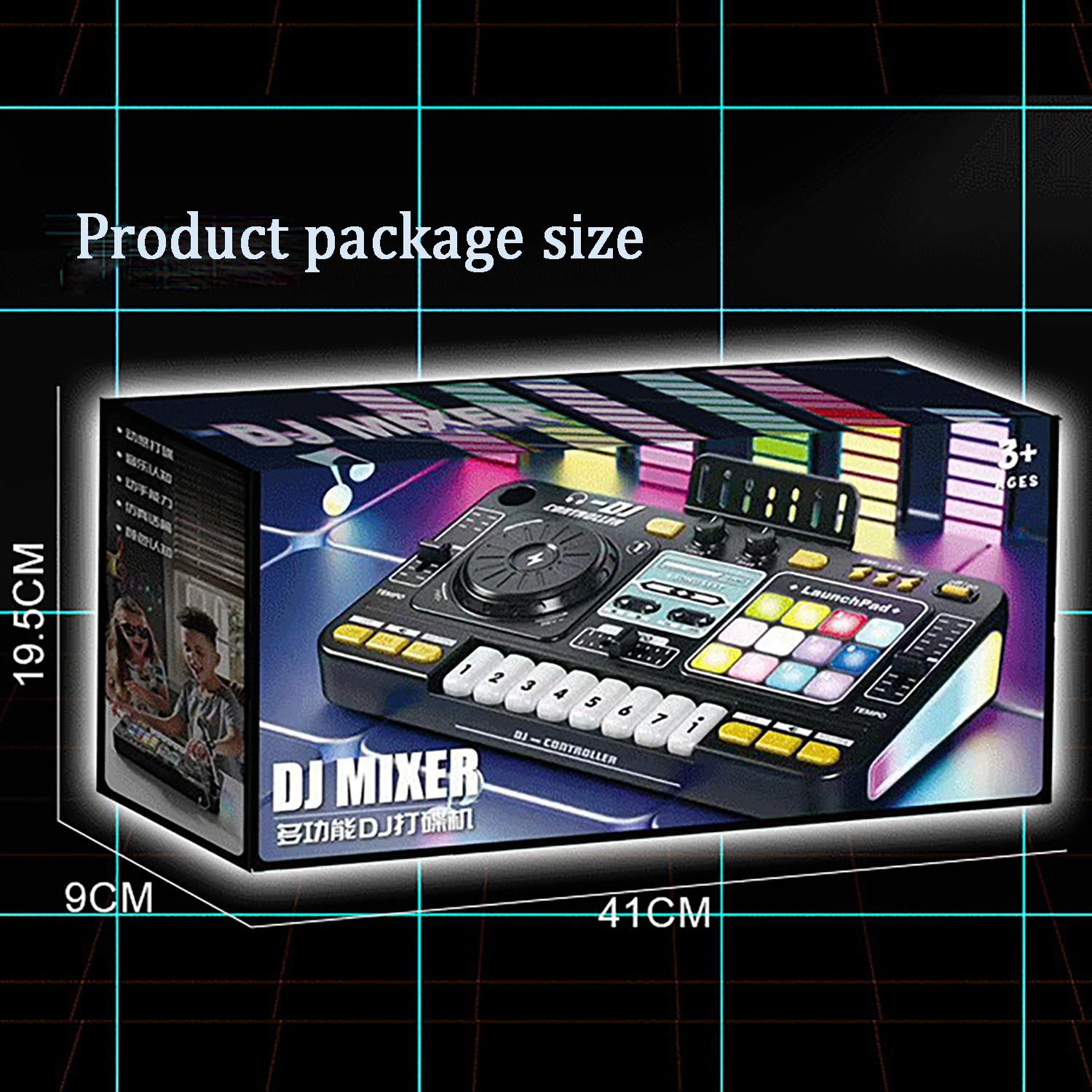 Console DJ Portatile con Mixer e Bluetooth, Stazione con Microfono Regolabile e Effetto di Luce Gradiente - Adatto a Bambini da 6 a 12 Anni e Principianti