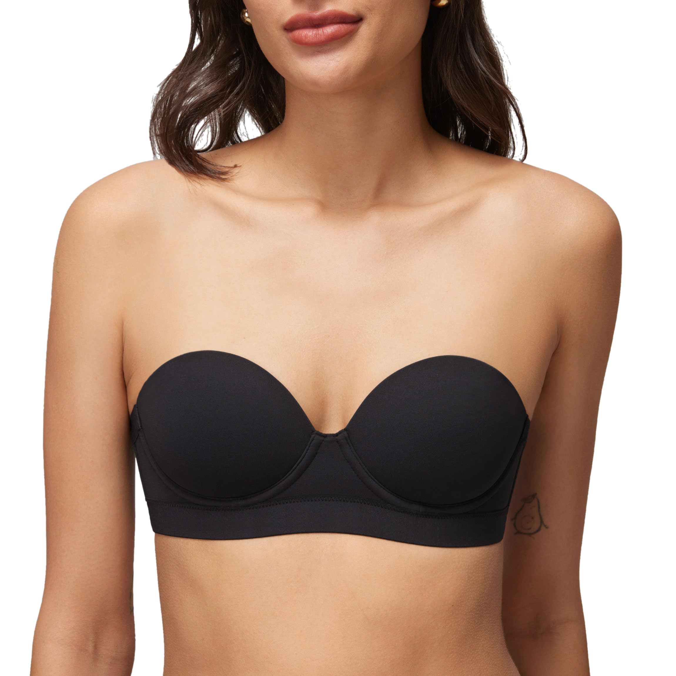 Halobliss Damen Trägerloser BH Kleine Brüste mit Bügel Seamless Bandeau BHS Tshirt Leicht Gepolstert