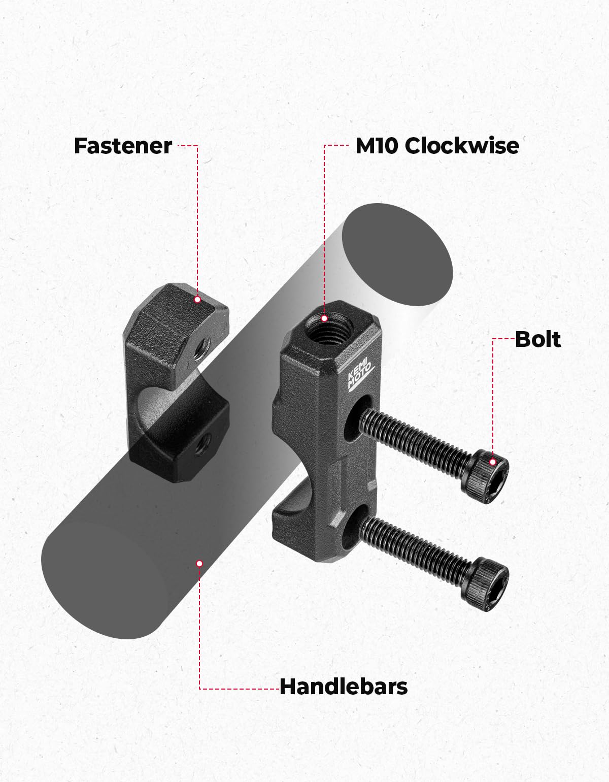 KEMIMOTO 10 mm Supporti Specchietti Moto, 2 Pezzi Supporti Specchietto Moto Universale per 22mm Manubrio, Morsetti Adattatori Specchi Lega di Alluminio per Motociclette, ATV, Scooter - 4