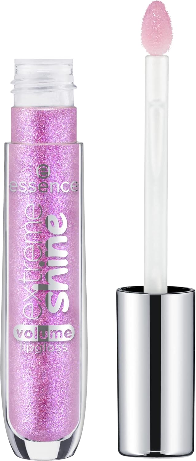 essence extreme shine volume lip gloss, no. 10, violet, volumizing, shiny, radiant fresh, translucent, vegan, oil-free, alcohol, without preservatives, packed per piece (5
