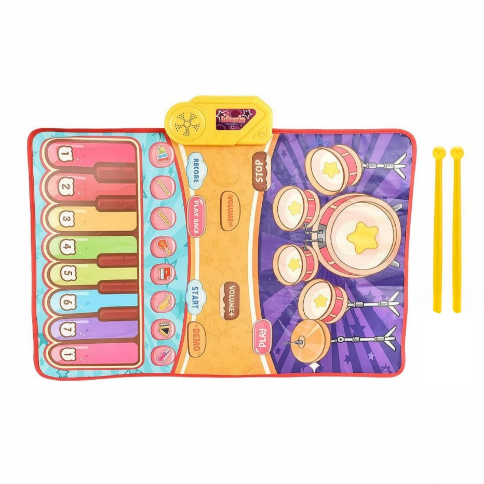 Amagogo Tappeto con Batteria Morbido | Educativo, Tappeto Batteria e, Multifunzionale, per Cameretta, Casa, Bambini,