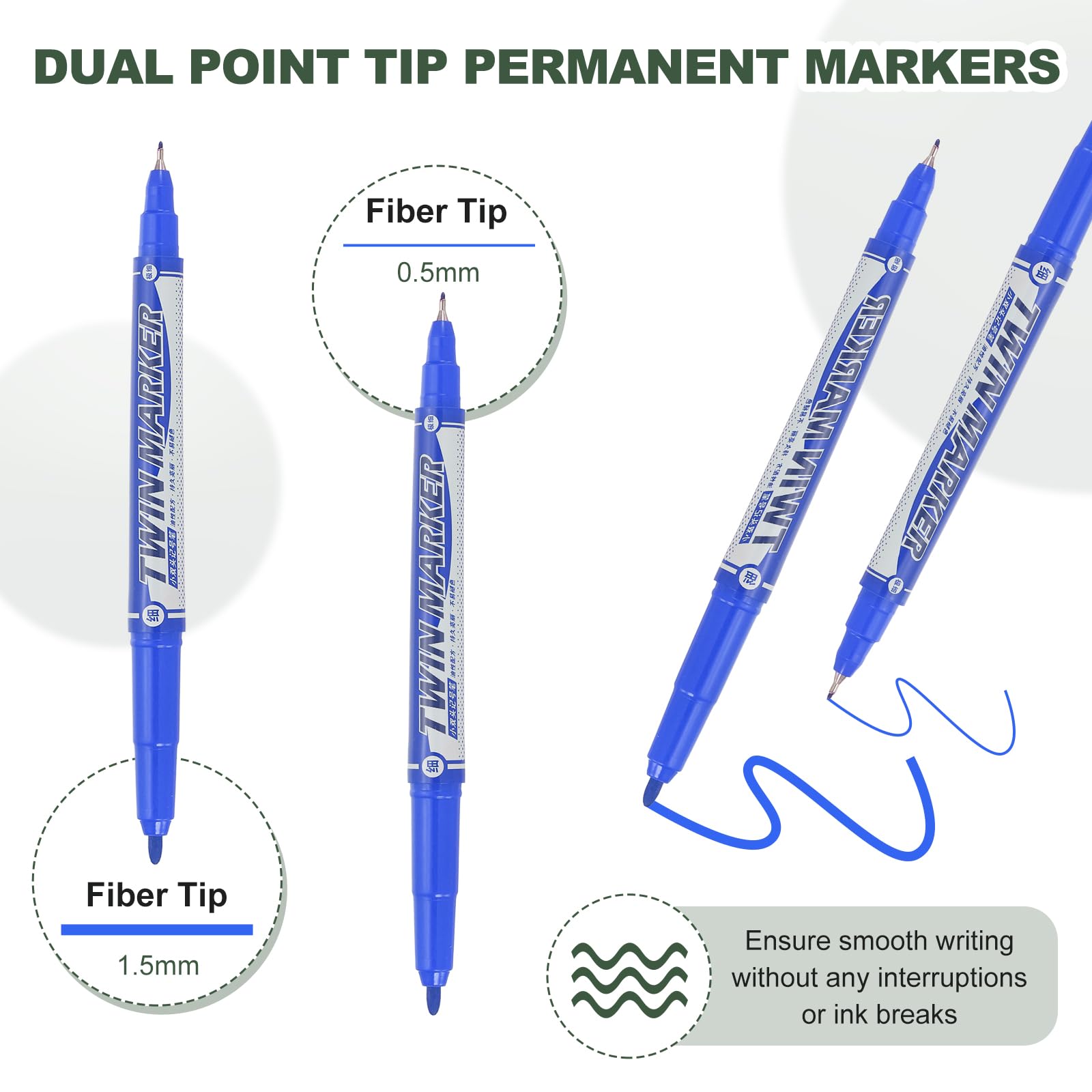 M&G Permanent Twin Markers Dual Ultra Fine Point Tip(1.5mm+0.5mm) - Image 3