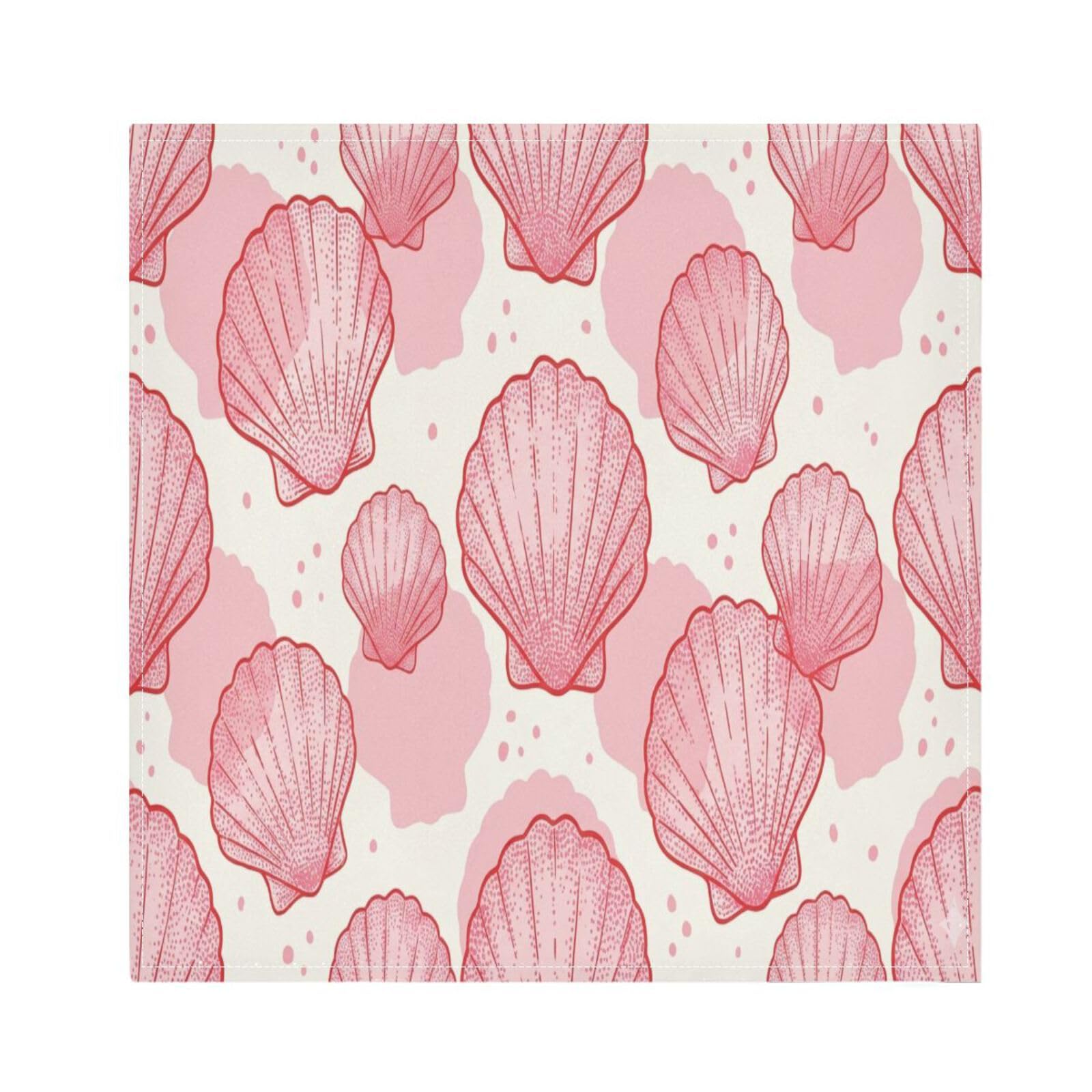 Ttgoth Seashell Cloth Napkin Set of 4 Washable & Reusable Dinner Napkins for Dining Table, Banquets, Wedding, Party, 50x50 cm