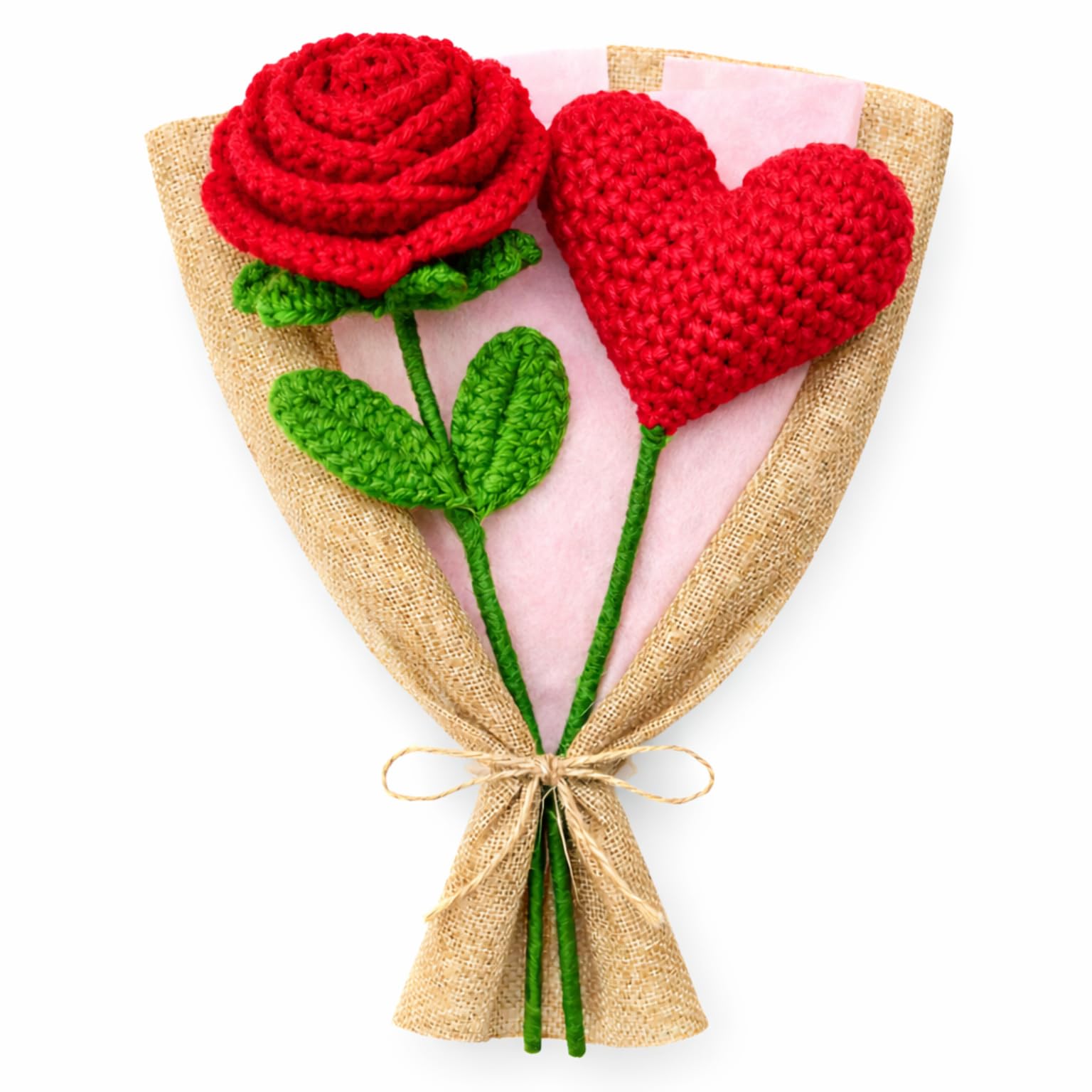 DIVHOM Crochet Rose Flower & Heart Bouquet | Handmade Knitted Forever Flower Gift with Safe Box Packaging | Valentine, Anniversary & Romantic Gift-image-8