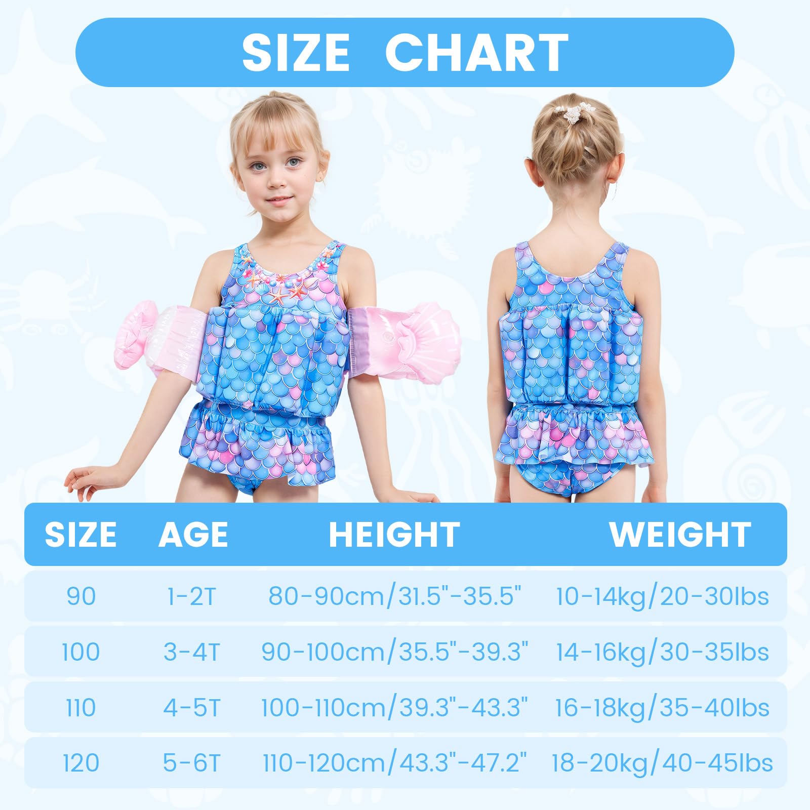 Costume da bagno intero per bambine con galleggiamento Costume da bagno intero per bambini Gilet da bagno Costume da bagno galleggiante