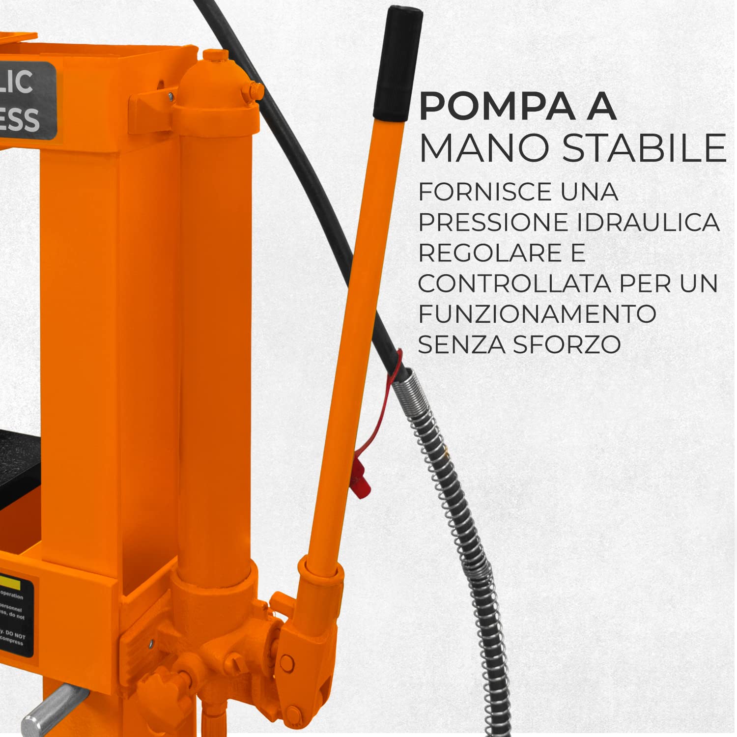 Pressa idraulica da officina 10 tonnellate da banco in acciaio Manometro staccabile Pompa a mano regolabile 180-335 mm Area di lavoro verticale Officina Garage gratuito 8 cilindri e 1 adattatore