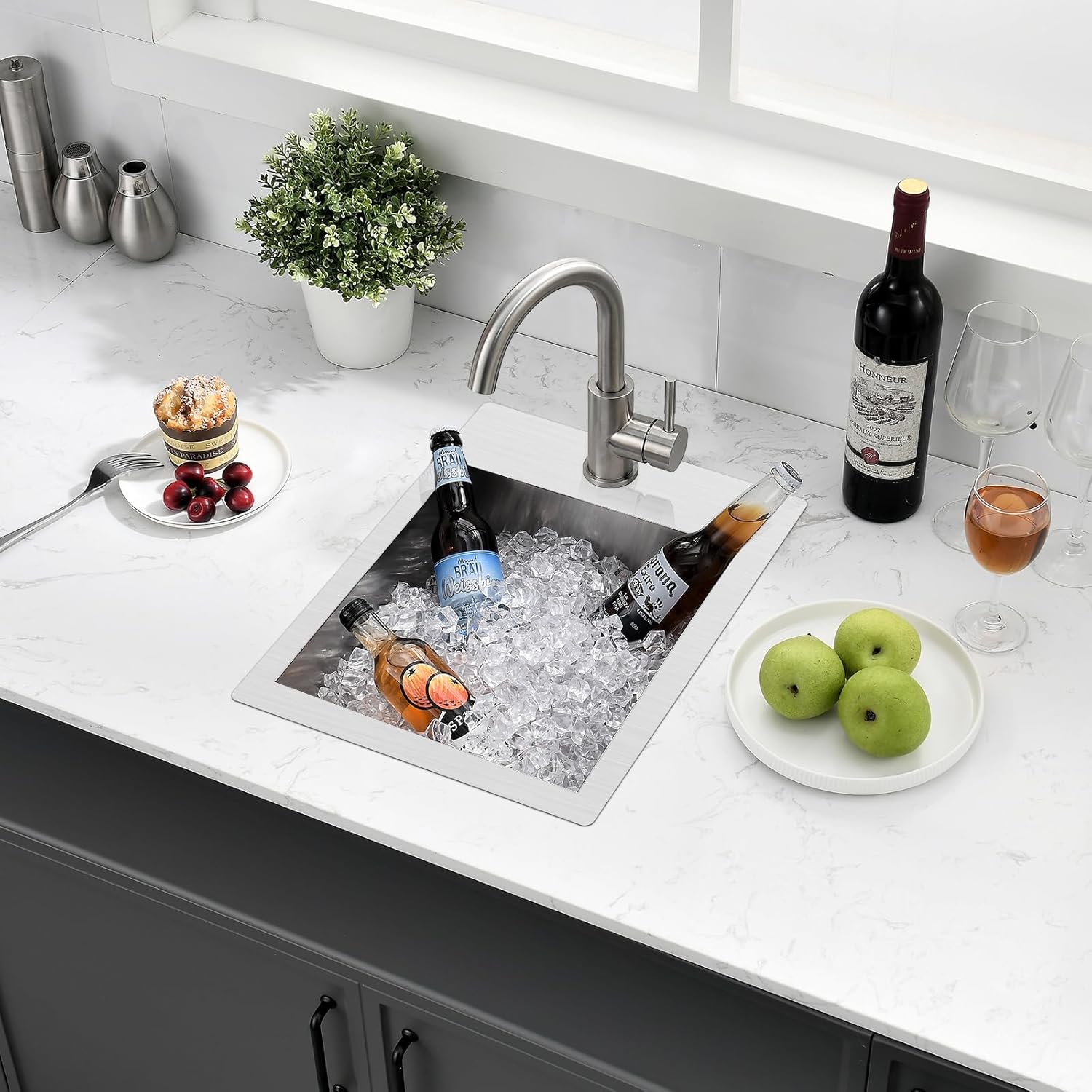 Drop In Kitchen Sink, VAWSS 13 x 15 x 9 Inch 16 Gauge Single Bowl Topmount Wet Bar Sink Stainless Steel RV Kitchen Sinks