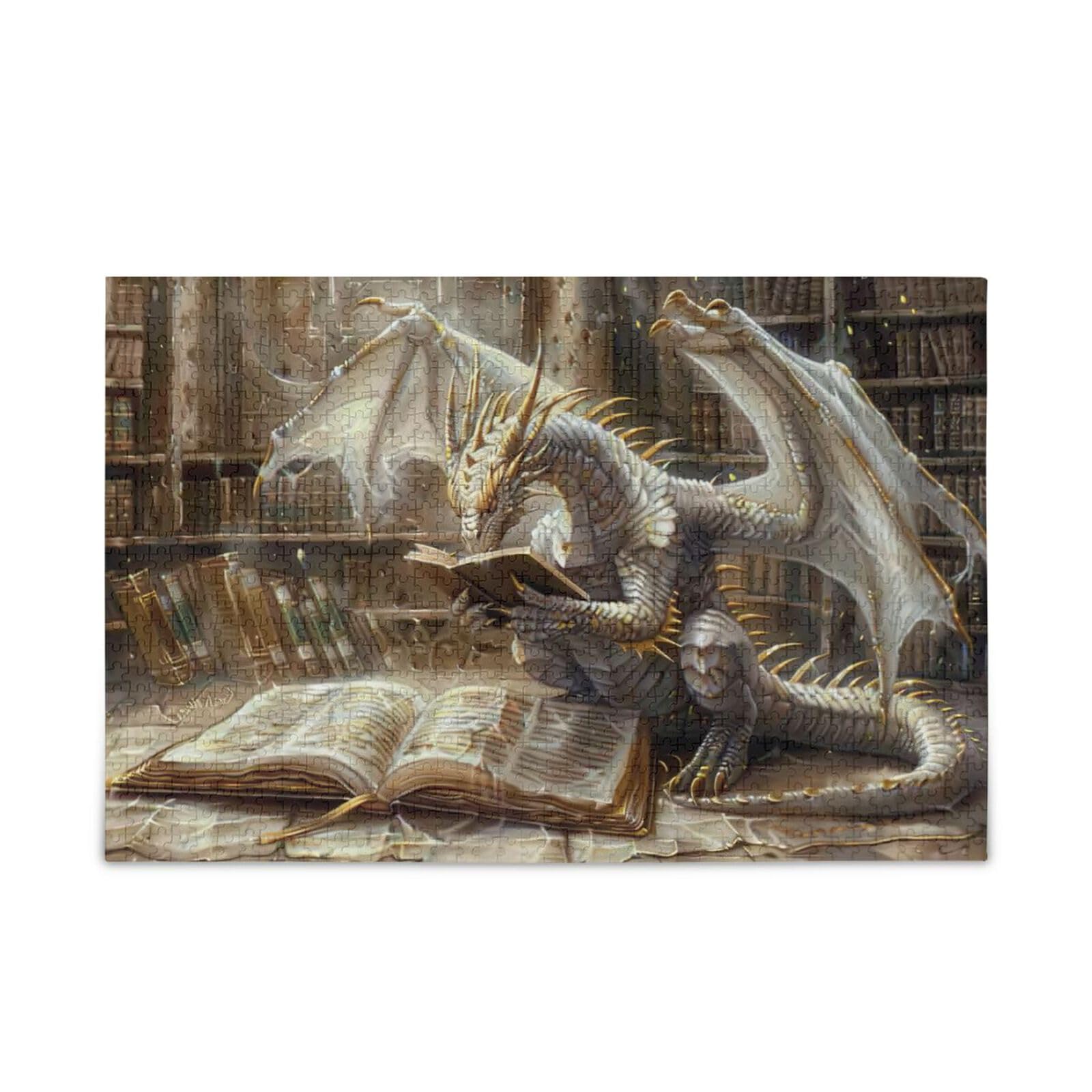 Dragon Book Jigsaw Puzzles 500 Pieces for Adults,Learning Educational Puzzles,Difficult and Challenge Families Toys with Mesh Storage Bag 2013853