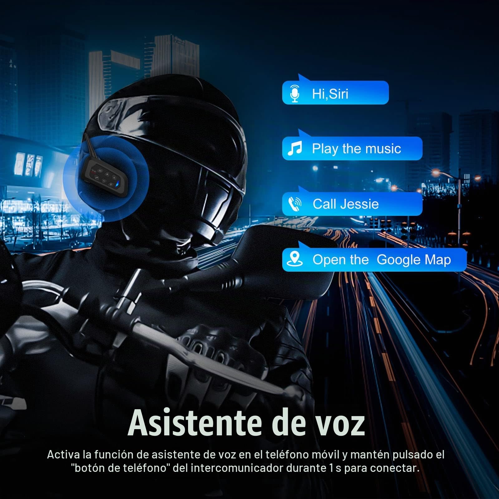 EJEAS V4 Plus Intercomunicador Casco Moto, Motocicleta Auriculares Bluetooth 5.1 con Reducción de Ruido FM y CVC para Intercom Full Duplex de 4 Personas (2 Paquete)