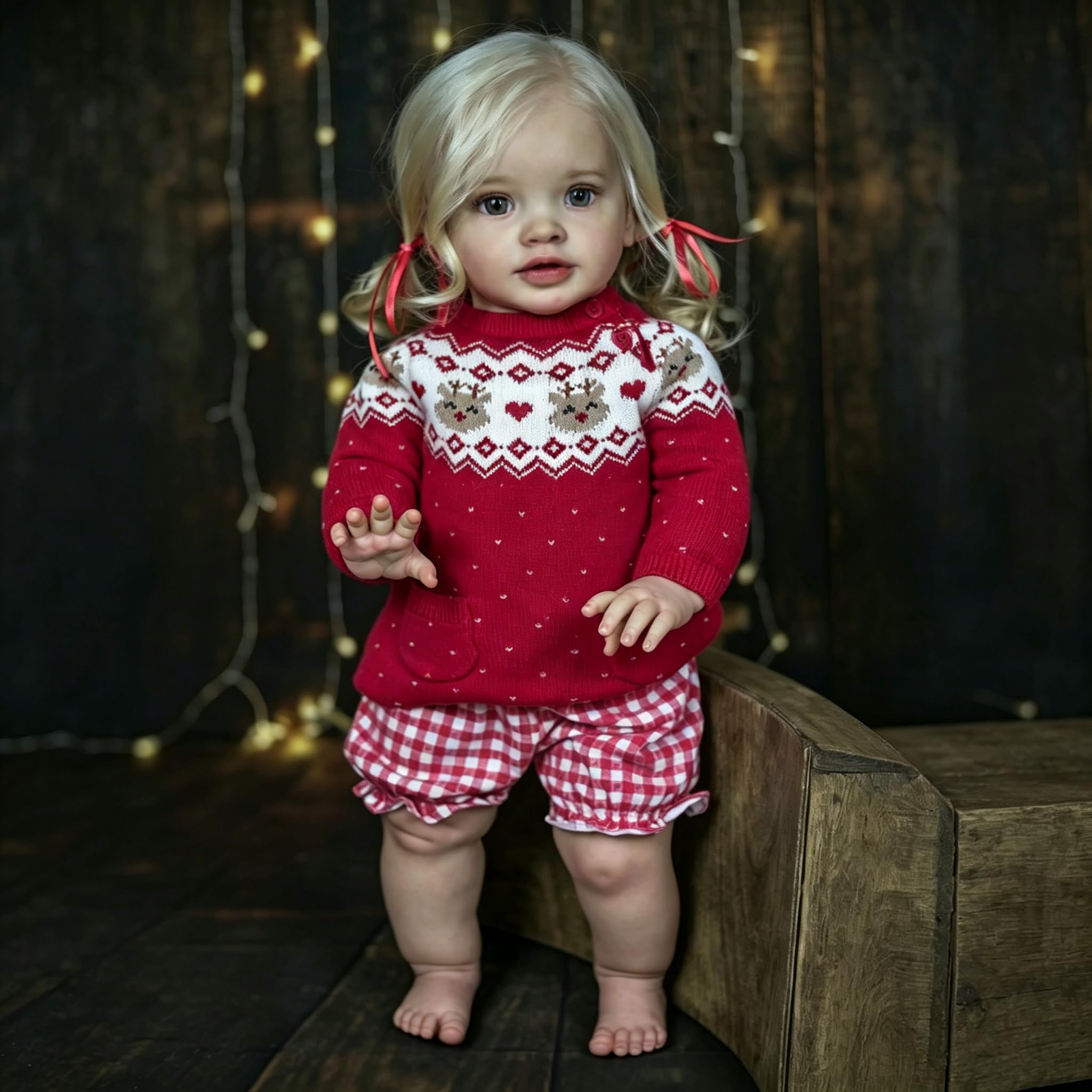 26 cali 66 cm Reborn Baby Dolls Cloth Body Pippa, miękki silikonowy winyl noworodka, lalka, duży rozmiar, realistyczne, realistyczne lalki niemowlęce z czerwonym swetrem, zabawki dla dzieci w