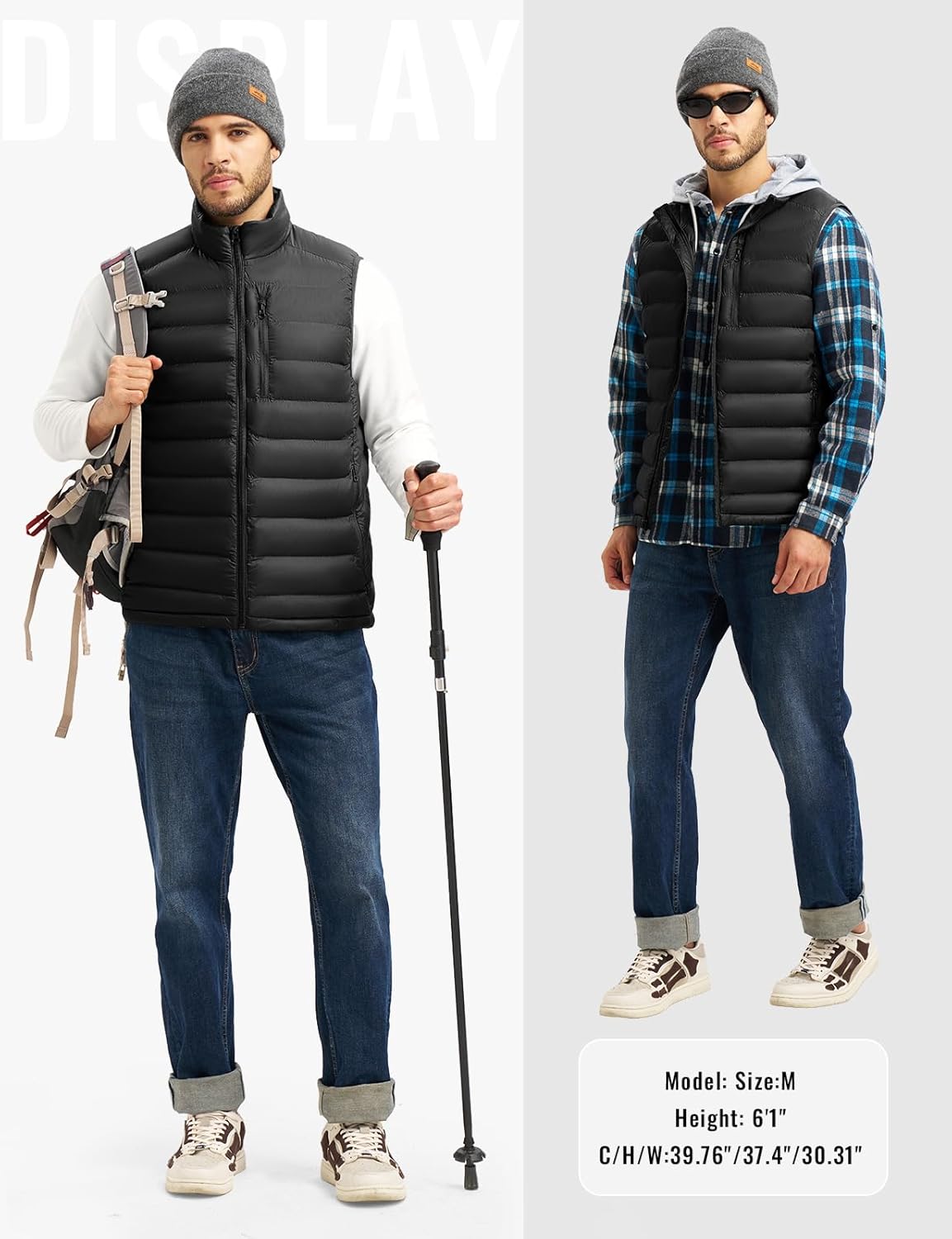 Rdruko Men's Puffer Vest Lightweight Outerwear Winter Warm Outdoor Hiking Casual Vest with 5 Pockets - Image 7