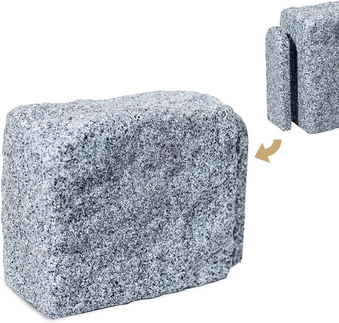 Greystone Start Block – Landscape Edging for Lawn & Garden, Easy No Dig Installation and Connects to Other Beuta Blocks, Heavy Duty Composite Resin Flex Wall Stone - 1 pc.