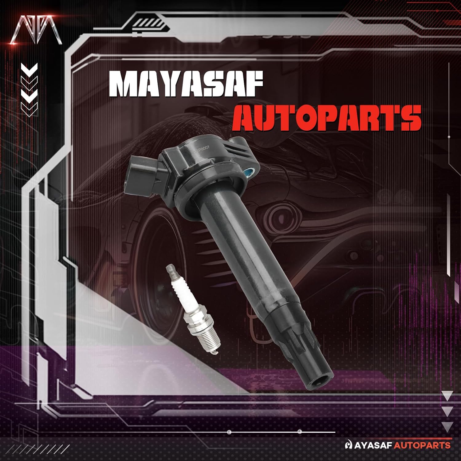MAYASAF UF506 Ignition Coils and Spark Plugs Set of 6 Fit for Lexus 2004-2006 RX330, for Toyota 2005-2006 Camry, 2004-2006 Sienna, 2004-2008 Solara