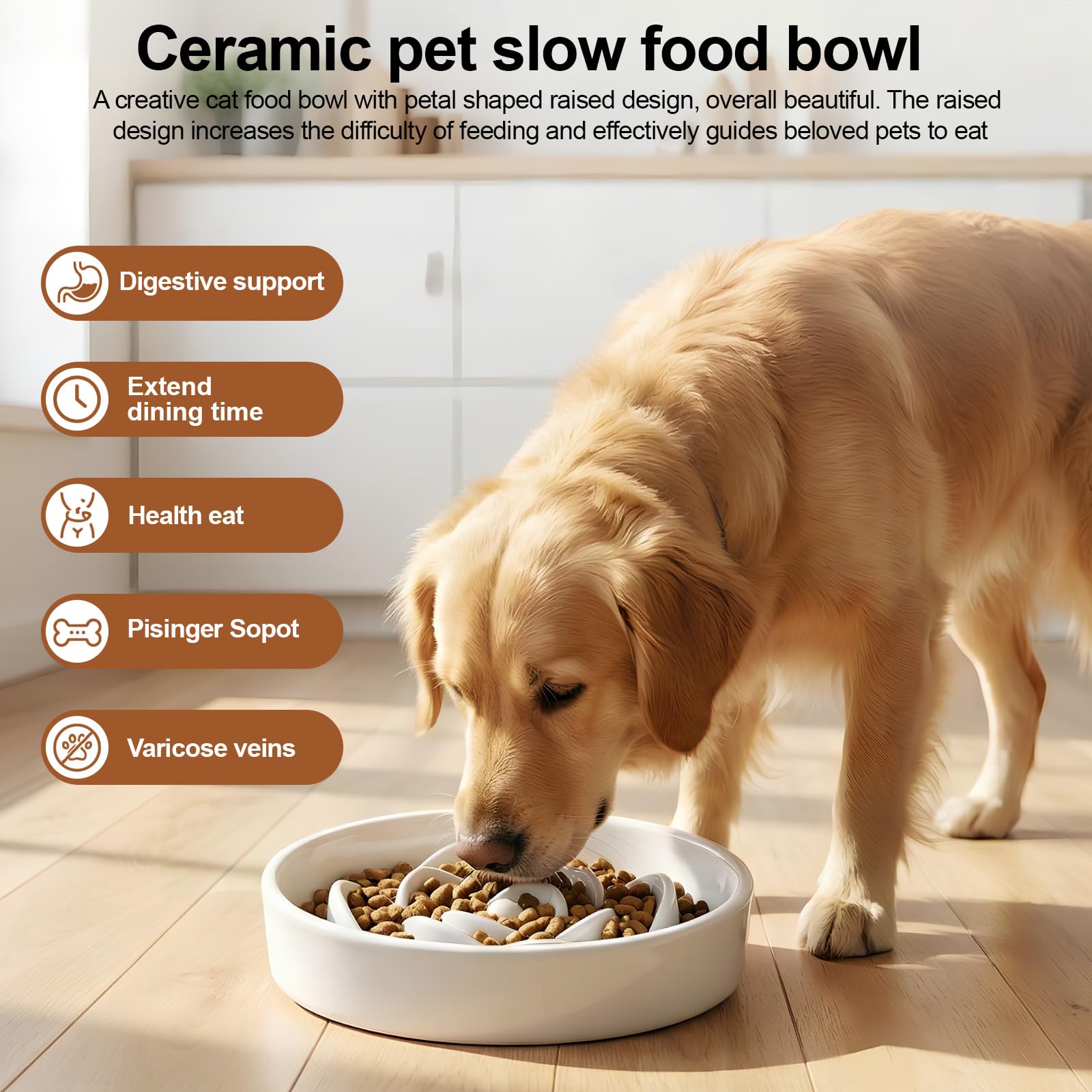 Gamelle à Alimentation Lente pour Chien, 800ML Céramique Bol interactif, 20cm Gamelle Anti Glouton pour Animaux de Compagnie Moyens et Grands