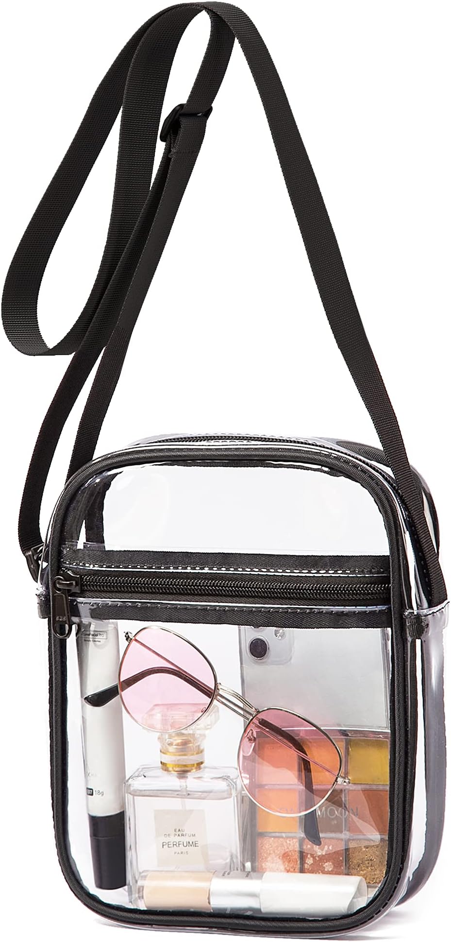 Vorspack Stadium Approved PVC Purse - Clear Crossbody Bag with Front Pocket for Concerts, Sports, Festivals