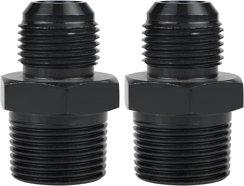Adaptador de conexão 10AN macho para 3/4 NPT reto Dexepe em alumínio preto – 2 unidades