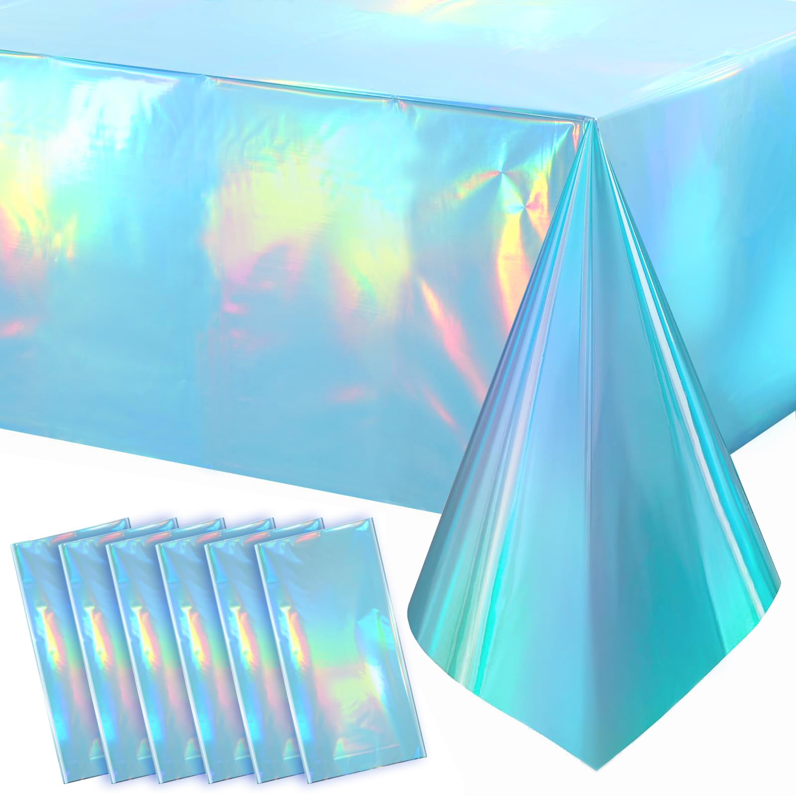 Nappe jetable bleue en plastique pour protéger vos tables des taches de fête en lot de 6