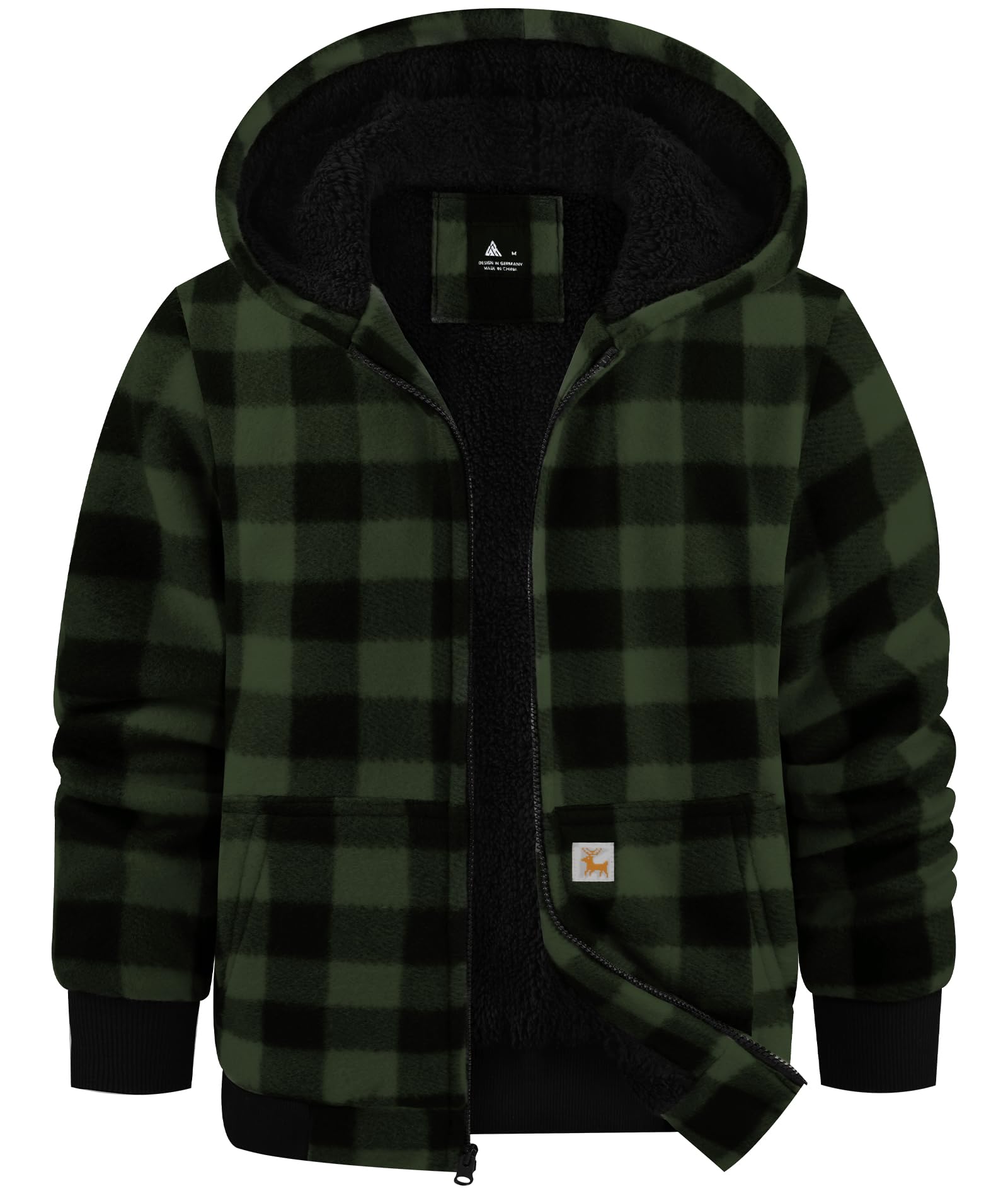 GEEK LIGHTING Boys Girls Flannel Fleece Jackets Sherpa Lined Hoodies