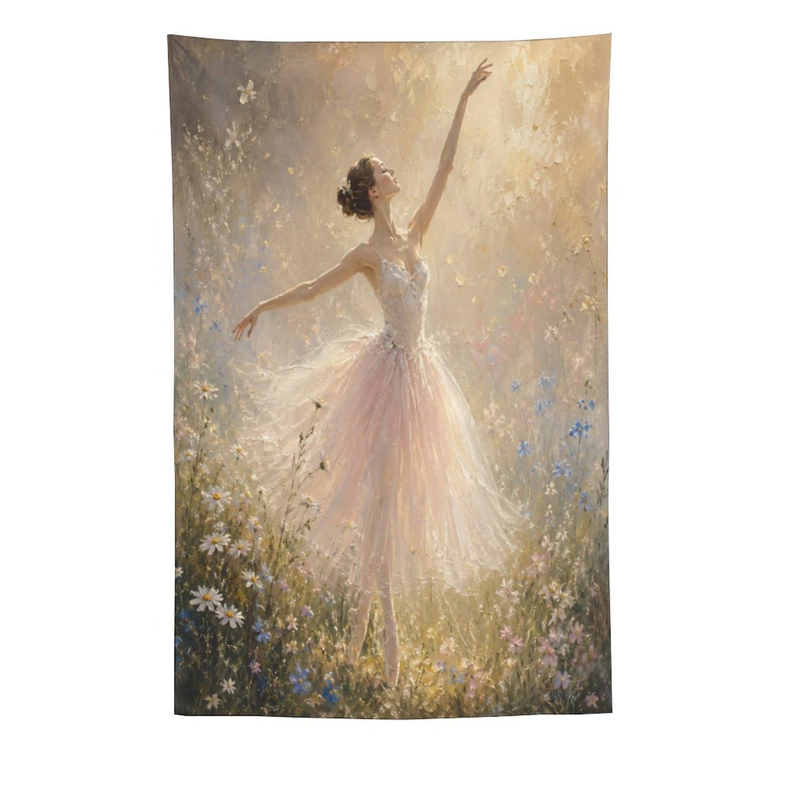 W7C8U2X3 Ballerina Sunlit Garden Wall Tapestry, Impressionist, Entryway