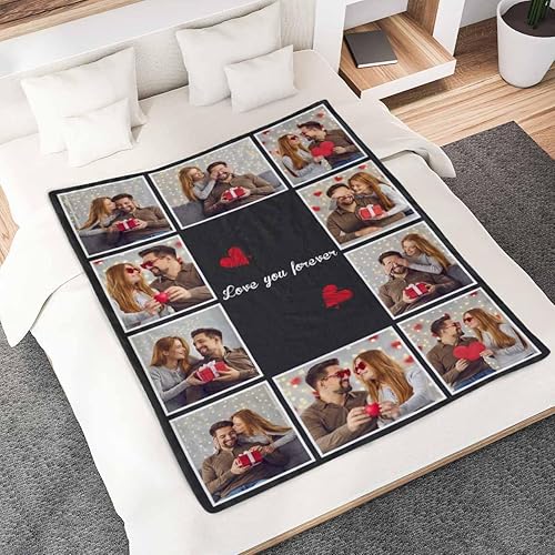 Miniatura 3 de Manta personalizada con fotos I Love You, manta de Navidad personalizada con corazón, regalo de cumpleaños para amigos, mamá, niños, mascotas,