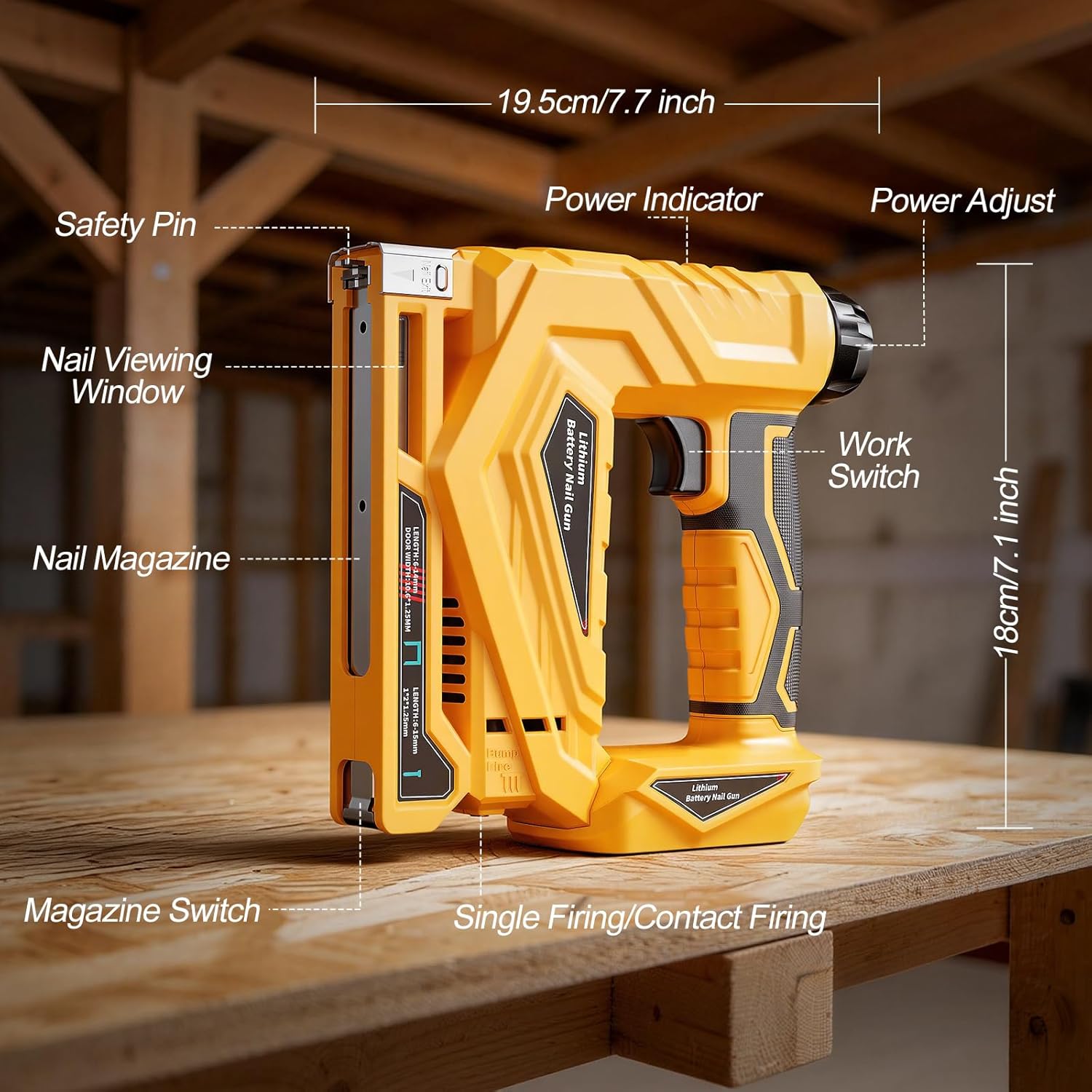 Cordless Nail Gun for Dewalt 20V Battery (No Battery), 2-IN-1 Electric 18GA Brad Nailer & T50 Crown Stapler, Battery Powered Staple Gun with 1000 Staples and 1000 Nails for Woodworking & Family DIY