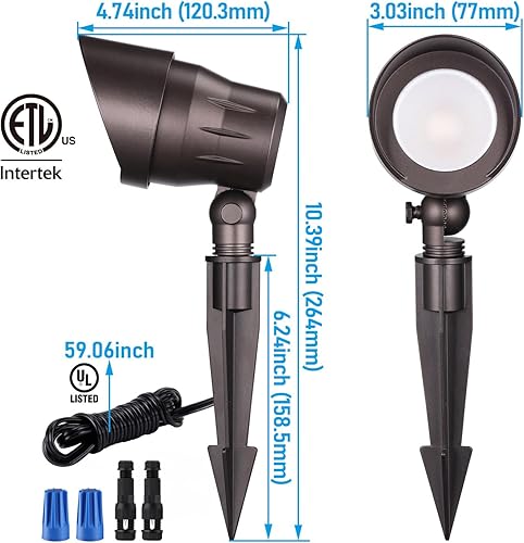 Miniatura 7 de LEONLITE paquete de 12 luces LED de 4 W para exteriores, iluminación de camino ajustable, resistente al agua IP65, CRI90+, certificación ETL,
