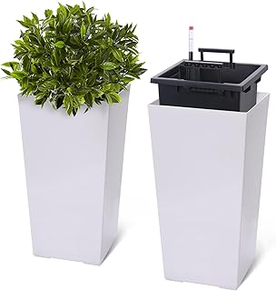 GarveeLife 22.5 in Tall Planters Set of 2, Outdoor＆Indoor Black Planter ...