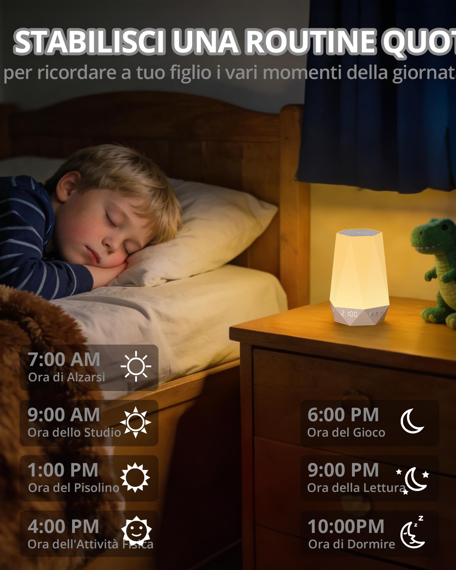 HOMGEN 3 IN 1 Macchina del Rumore Bianco + Sveglia per Bambini + Luce Notturna con 34 Suoni Rilassanti Rumore Bianco Neonato Supporta Controllo Tramite App Trainer del Sonno con Luce Notturna
