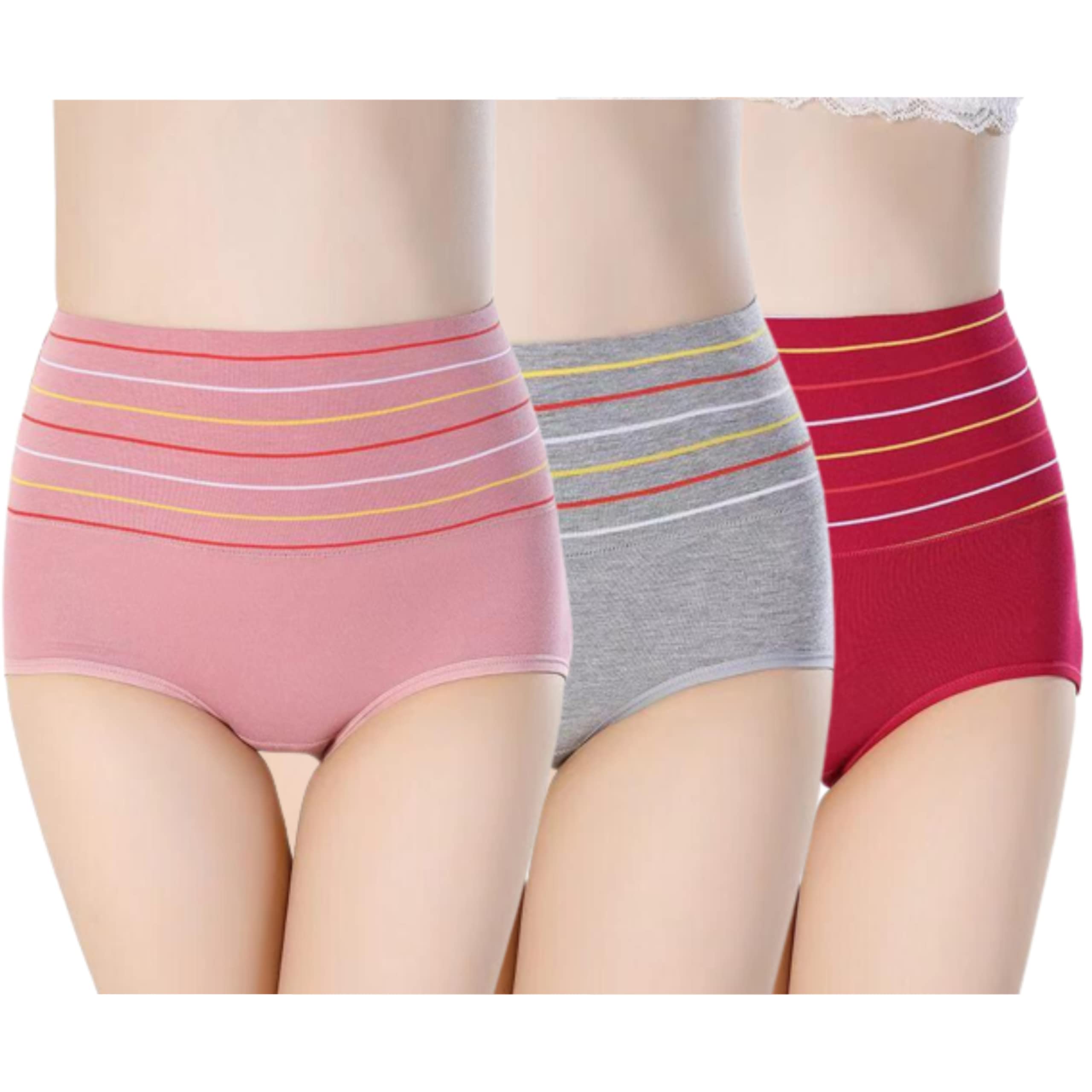 wincly fashion | Women's Cotton Blend High Waist Tummy Control Brief Full Coverage Shapewear Panties Pack of 3 (S_E_303)-picture-13