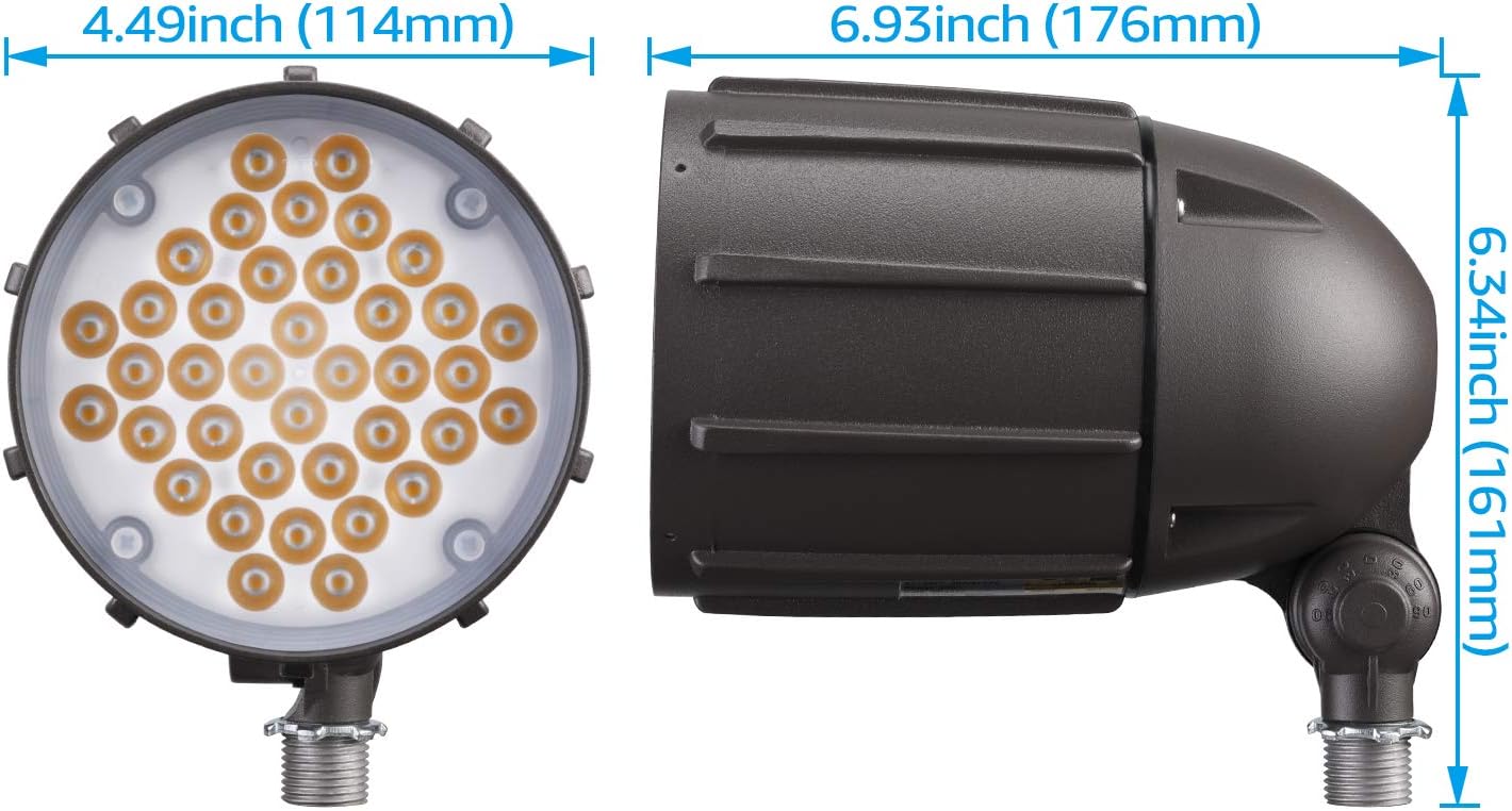 LEONLITE 30W LED Bullet Spotlight with Knuckle Mount, 22°Focused Flag Pole Light, 120-277V Commercial Outdoor Weatherproof Landscape Lighting, 4000LM, 3000K Warm White, UL-Listed