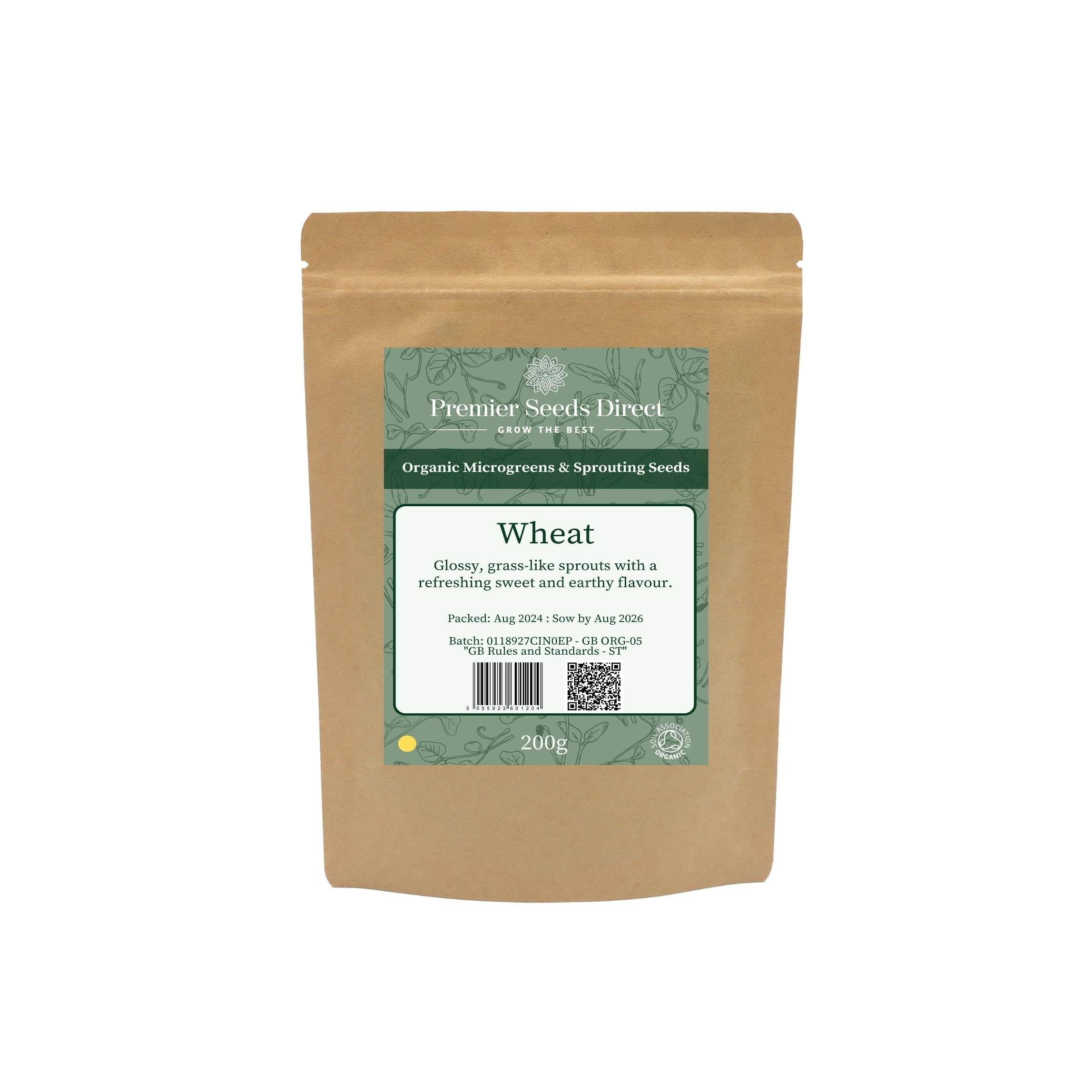 PREMIER SEEDS DIRECT - MICROGREEN/Sprouting Seeds - Wheat - Organic (200 Grams)