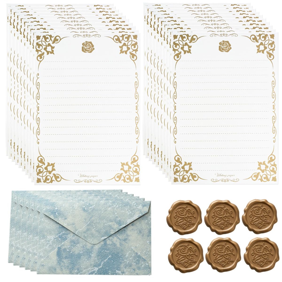 Rose Flower Letter Set with Envelopes & Seals