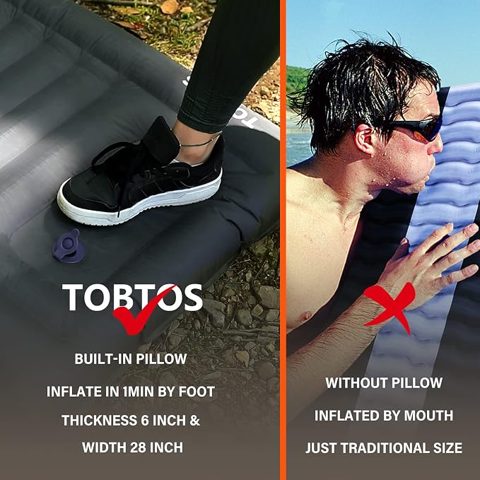 Colchoneta Inflable para Camping TOBTOS 6 pulgadas Gris miniatura 7