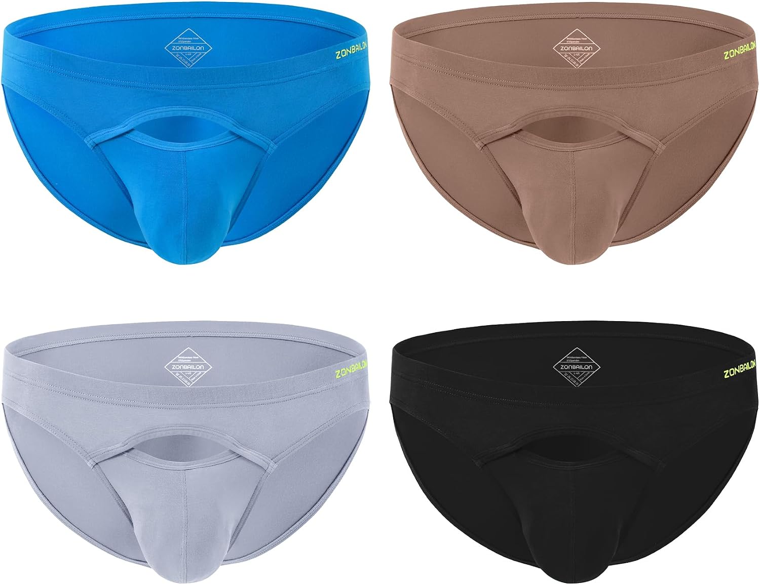 SUMABA Men's Sexy Bikini Underwear Pack Horizontal Fly Briefs Low Rise Multicolor Man Cut out Pouch Hip Briefs Comfort Male Panties xxl 2xl Soft Underpants
