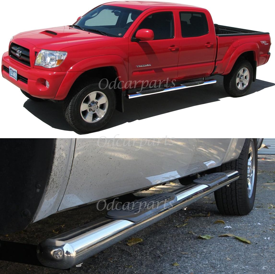 VioGi Fit 05-16 Toyota Tacoma Double Cab (w/ 4 Full Size Doors Only,Aka Crew Cab) 4" S/S Oval Tube Side Step Rails Nerf Bar Running Boards