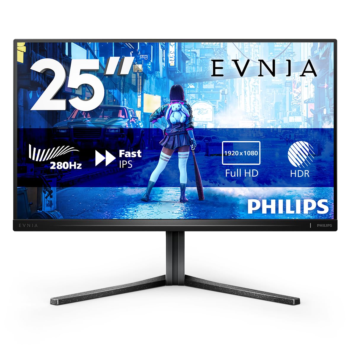 Philips Evnia 25M2N5200P - Monitor da gaming FHD da 25 pollici, 280 Hz, FreeSync Premium, MPRT da 0,5 ms (1920x1080, HDMI, DisplayPort, hub USB) nero
