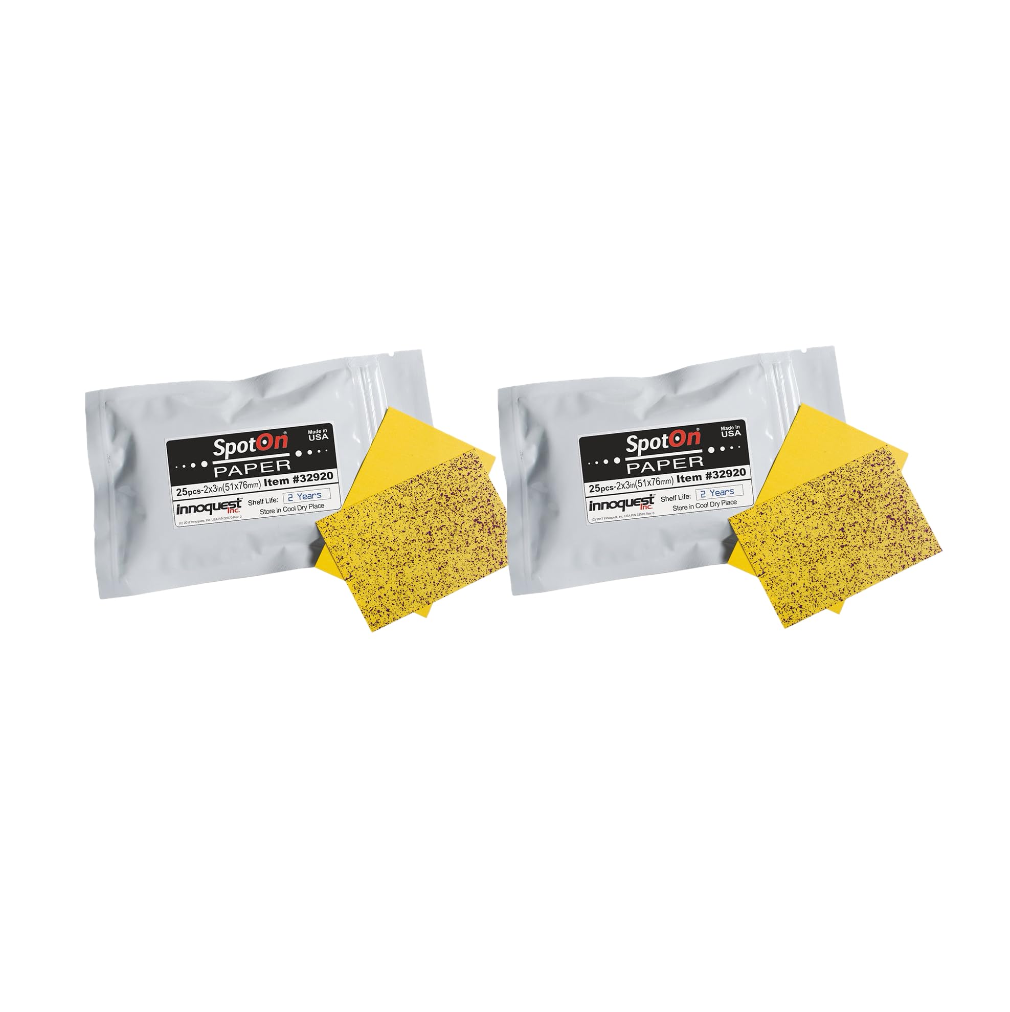 SpotOn Water Sensitive Paper (WSP) for Sprayer Calibration - Two Pack of 2 x3 Paper - 25 Sheets Per Pack - Reduce Waste and Ensure Consistent Application of Spray Droplets - Assess Spray Coverage