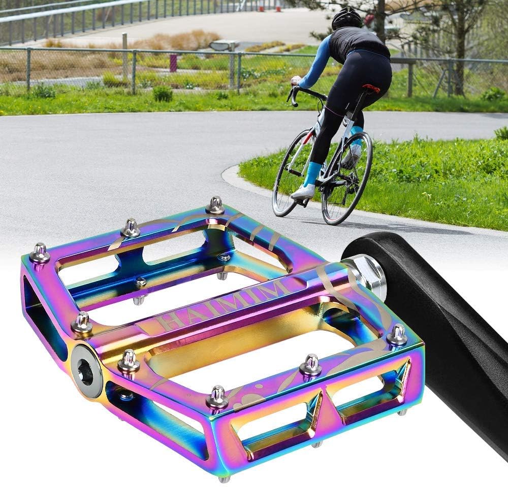 HAIMIM Road Bike Pedals 9/16 Sealed Bearing Mountain Bicycle Flat Pedals Lightweight Aluminum Alloy Wide Platform Cycling Pedal for BMX/MTB -Universal Lightweight Aluminum Alloy Platform Pedal : Sports & Outdoors