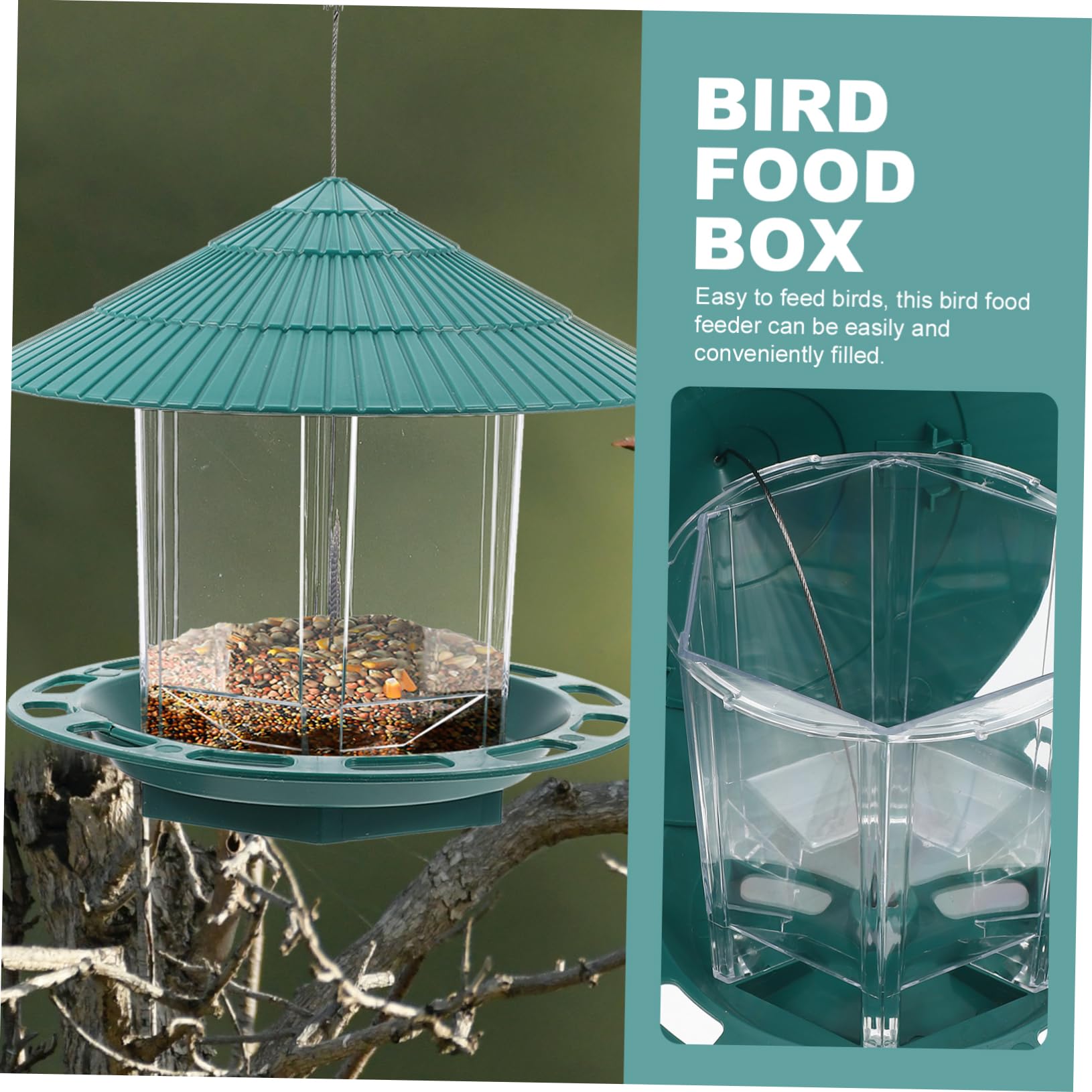 Hemobllo Suspendue pour Oiseaux Transparent Nourrisseur Multifonction pour Jardin Balcon Courtyard Décoration Alimentation Oiseaux Plein Air