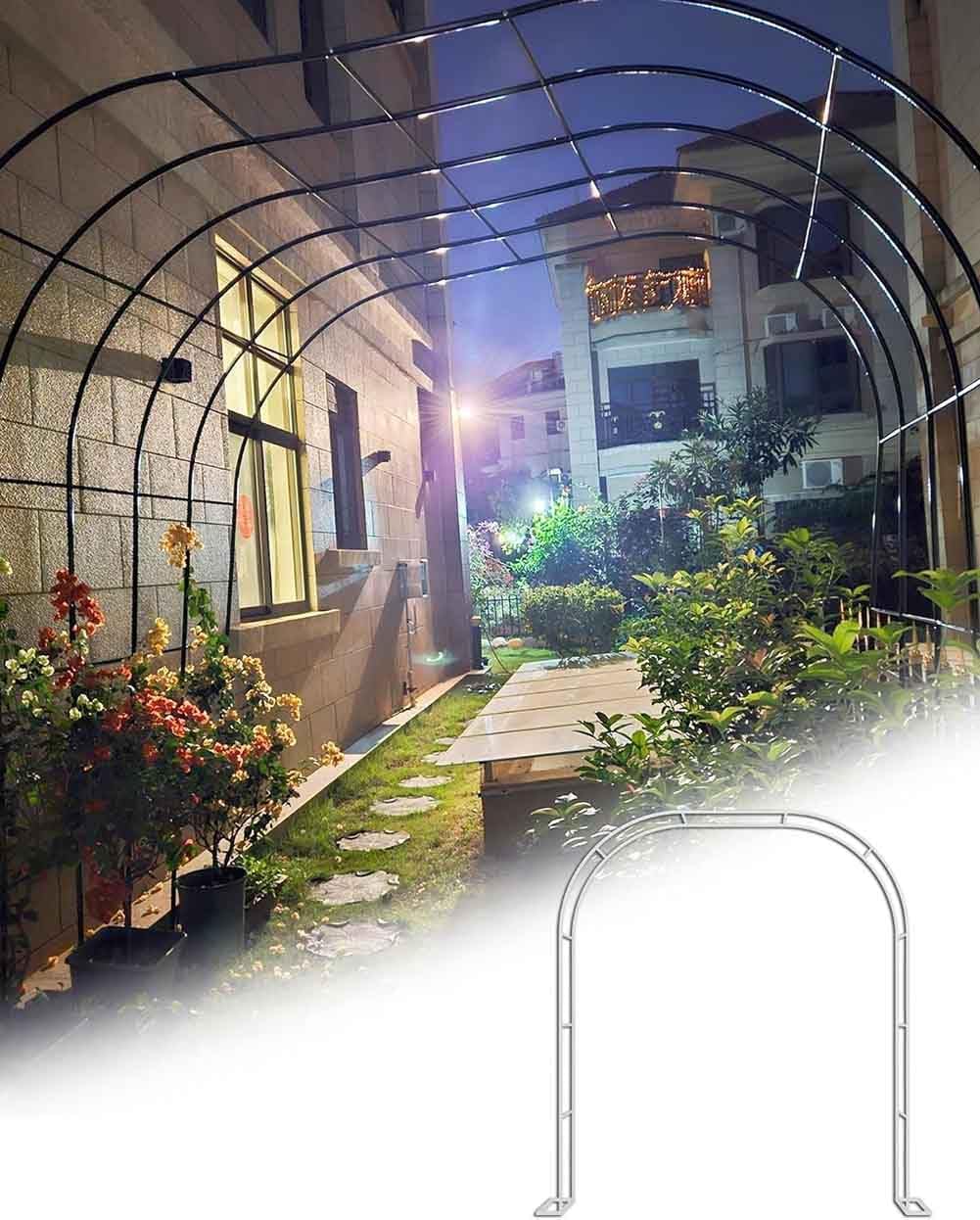 Garden Arbor Arch Steel Frame Weather Resistant Metal Archway for Climbing Plants, Free Standing Trellis Pergola 1.2M 1.4M 1.8M 2.4M 3M 3.5M Wide Garden Arch,White,W1.8M*H2.2M