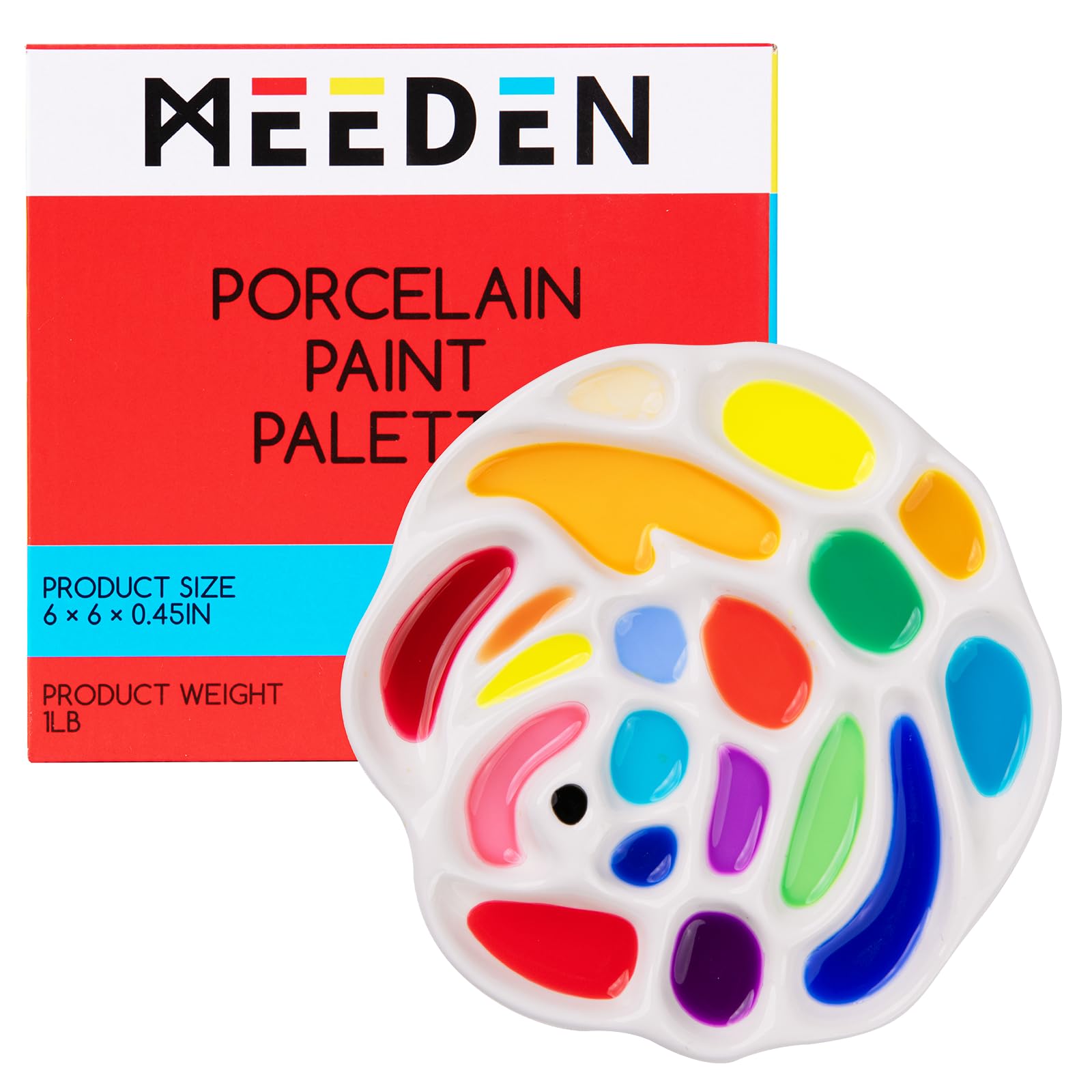 MEEDEN Porcelain Paint Palette, Ceramic Watercolor Pallet Mixing Tray, Rose Shaped Design