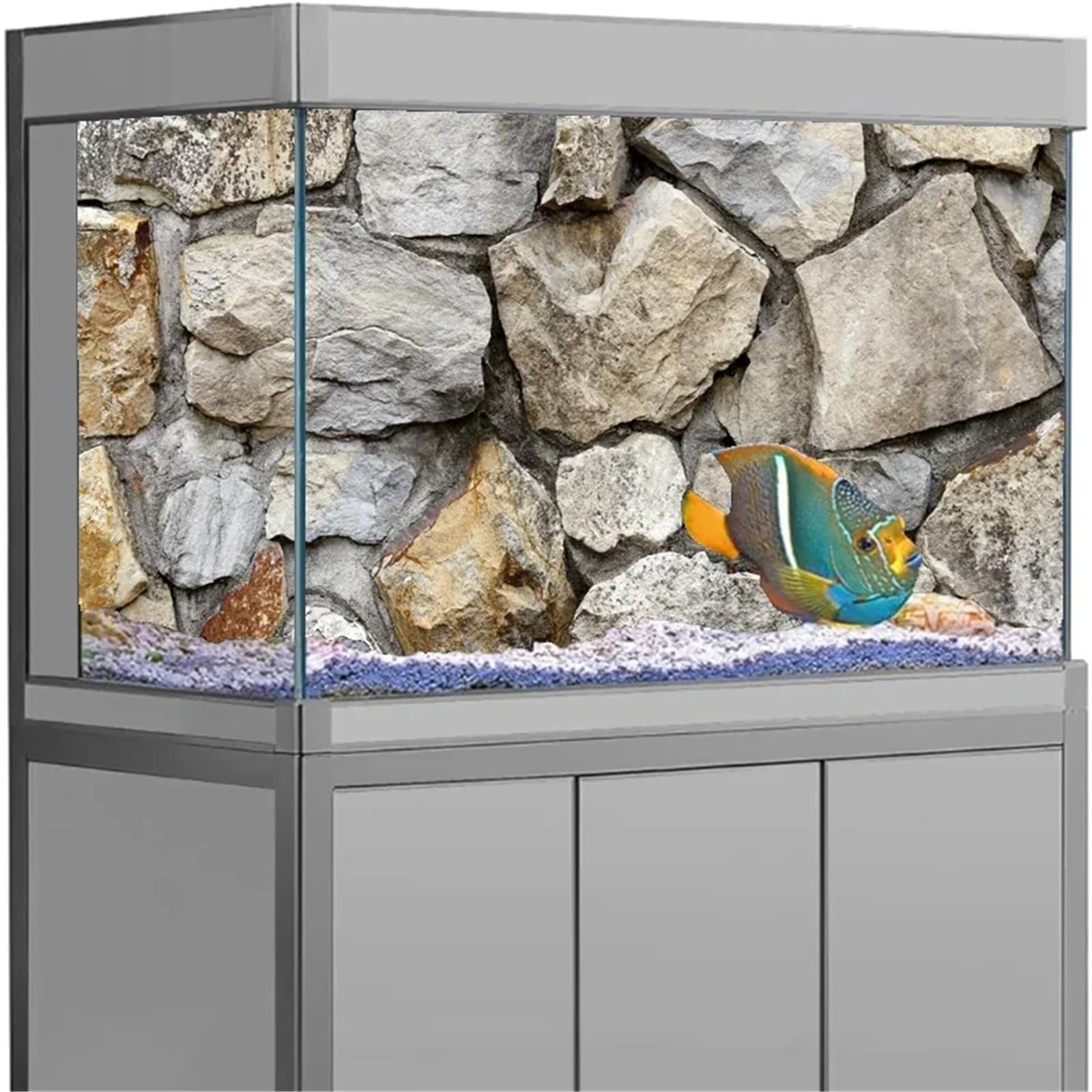 Aquarium Rückwandfolie 1 Rolle Aquarium-Hintergrundposter mit 3D-Effekt, schwarzer Stein, HD-Stein, Selbstklebender Aquarium-Hintergrund(White,40x80cm)