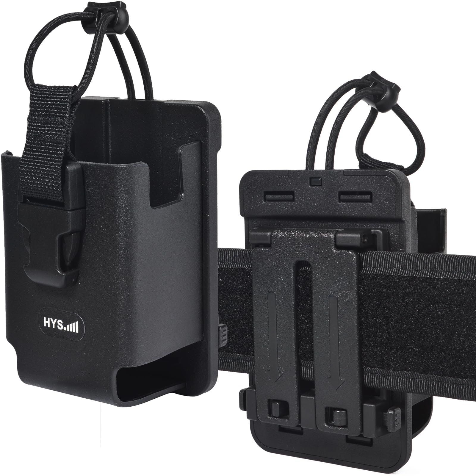 HYS Custodia per walkie talkie in pelle TPU, compatibile con Motorola Hytera Kenwood Baofeng QuanshengBelt Holster,ABS Molle System Clip
