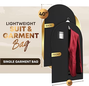 Navy Suit Garment Travel Bags - 40 X 24 - By Your Bags (Black, 1 Pack)
