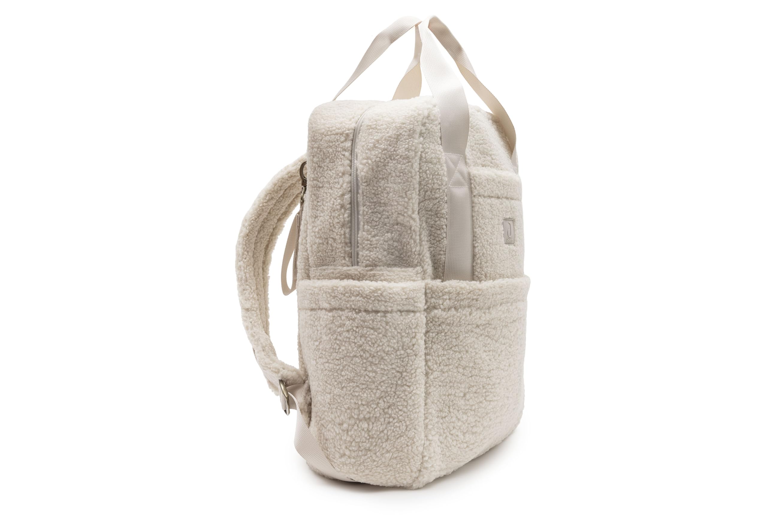 Jollein Wickelrucksack - Teddy Lou - Wickeltasche mit Wickelunterlage - Mit Fächern & Kinderwagenbefestigung - Flaschenhalter - Sand - 40x30x16 cm
